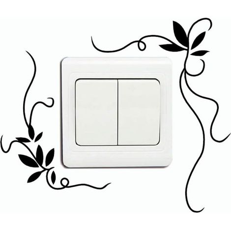 Sticker interrupteur Creative Plante Vignes Fleur Vigne Vinyle Interrupteur Autocollant Plantes Art Stickers Muraux pour Chambres D'enfants Chambre Salon Décor À La Maison,Noir (1/5)