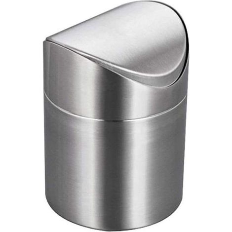 Mini Poubelle - Acier Inoxydable Brossé - Bureau Table Basse Armoire - 12,5 x 16 cm - 1,5 L - 1 Pièce