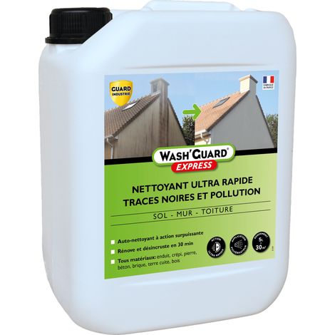 Guard Industrie – Nettoyant désincrustant express 5L – Élimine salissures murs, sols et toitures – Formule concentrée – Pour tous matériaux