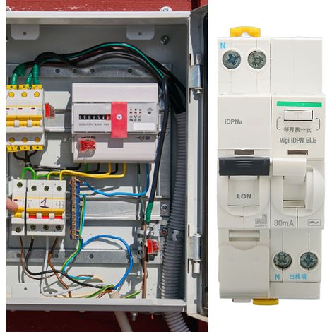 Interrupteur différentiel 1P+N 16A 230V AC pour protection contre les fuites de courant, idéal maison et bureau. (1/5)