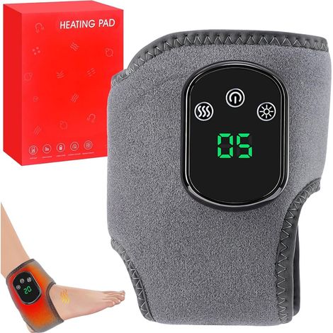 Appareil de massage des pieds - Masseur de pieds pour la circulation - 3 vitesses et 5 niveaux de chaleur - Pour la cheville, le talon, la plante et la voûte plantaire - 1 pièce (Gris) (1/5)