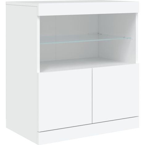 Credenza cassettiera cassettiera mobile contenitore organizer cucina soggiorno soggiorno con luci a LED 60 x 37 x 67 cm bianco 020029857