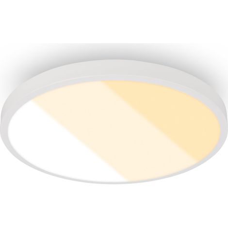 Plafonnier LED, 18W 2000lm, 2700K 3000K 4000K, IP44 Protection éclaboussures, plafonnier lumineux, lampe salle de bain, lampe cuisine, 24 x 6 cm, Blanc (1/5)