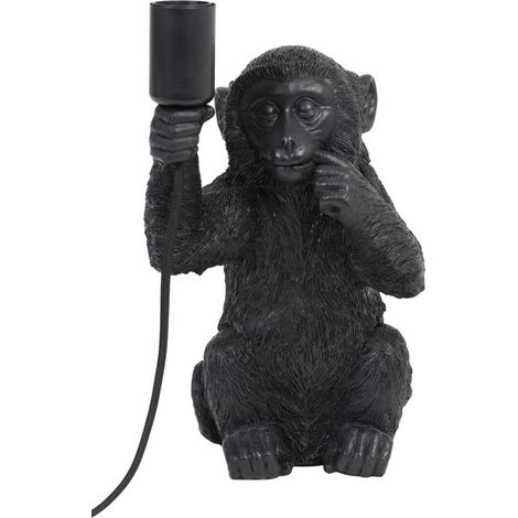 Light & Living - lámpara de mesa - Monkey - negro - plástico -