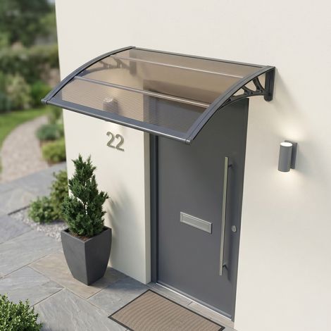 Pensilina per Ingresso Mellerud in Policarbonato 120 x 80 cm Marrone / Nero [en.casa] (1/5)