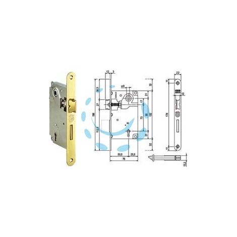SERRATURA PATENT INFILARE CENTRO BORDO TONDO OTTONATO - mm.50 bordo ottonato lucido (B01001.50.03)