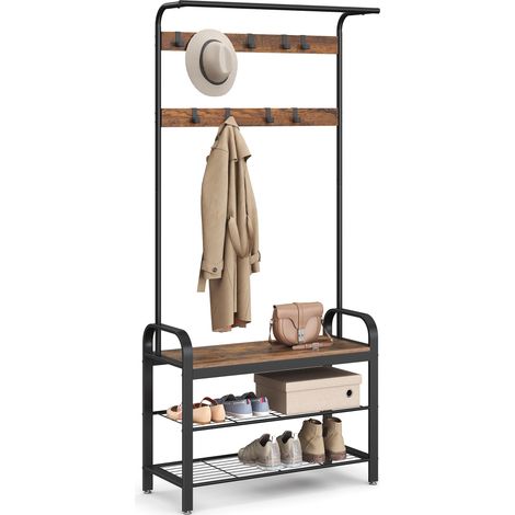 Porte-manteau avec Étagère à Chaussures, 4-en-1, Vestiaire (1/5)