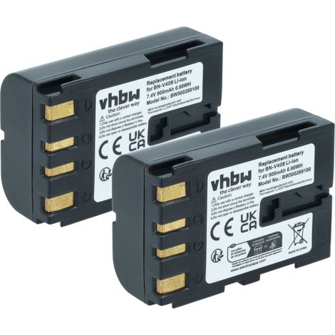 vhbw 2x Akku Ersatz für JVC BN-V416, BN-V416U, BN-V428, BN-V428U, BN-V408, BN-V408U für Videokamera Camcorder (900 mAh, 7,2 V, Li-Ion) (1/5)