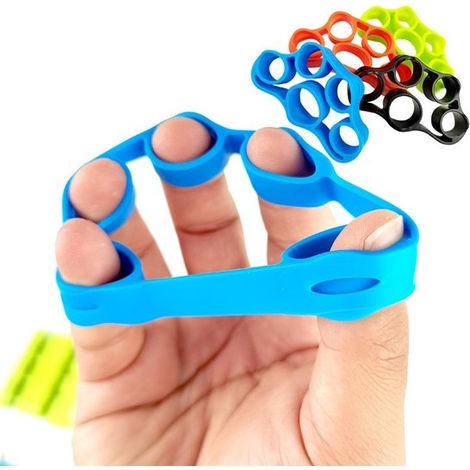 Ensemble de 4 bandes de résistance pour renforcer les poignées - Entraîneur de mains - Entraîneur de préhension - Bande de résistance pour étirer les doigts - Silicone - Orange/Vert/Bleu/Noir (1/5)