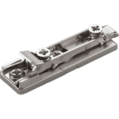 Salice Blitz-Montageplatte Linear H0 Exzenterverstellung mit Euroschrauben Nickel matt