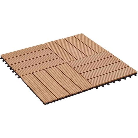 Dalles de terrasse, 22 pièces, couleur teck, 30 x 30 cm, WPC (1/5)