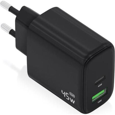 Wandladegerät GaN Aisens A110-0972- 1xUSB Typ-C- 1xUSB- 45W- Schwarz