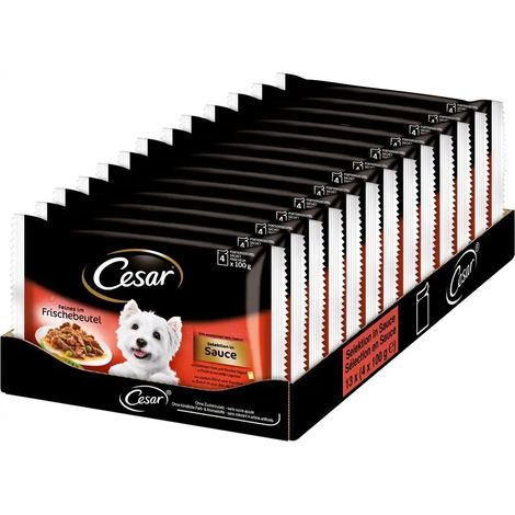 alimento umido per cani cesar "selezione in salsa" manzo e carote 4 pz x 100 gr (1/3)