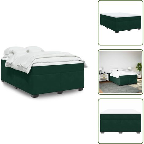 Materasso con molle - vidaXL Giroletto a Molle con Materasso Verde Scuro 140x200 cm Velluto - Letto a molle
