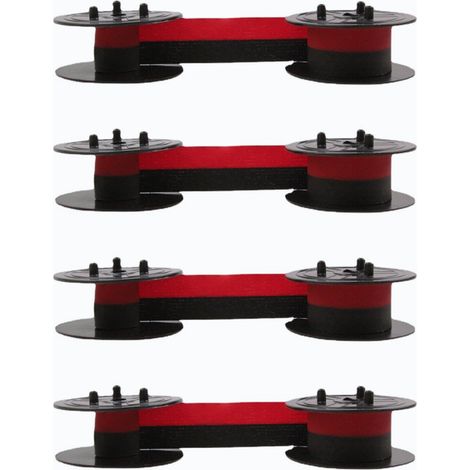 Lot de 4 rubans pour calculatrice, grande durabilité, universels, à double bobine, pour machine à écrire EL-2196BL, rouge et noir. (1/5)