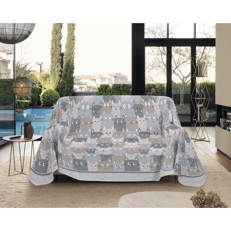 Telo Arredo Made in Italy in Cotone Grandfoulard Copritutto Copridivano Copriletto-Teli Sofà Arredatutto-Drappeggio-Arazzo-Copridivano Grand Foulard Letto Matrimoniale - CatsGrigio