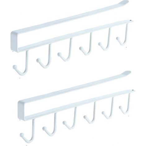 Blanc,2pcs Tasse Tasses à vin Verres de Rangement Crochets Ustensiles de Cuisine Cravates Ceintures et écharpe Accrocher porte-rack Crochet sous Placard Cabinet Sans Perçage, (1/5)