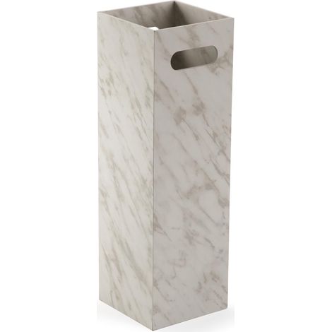 Porte-Parapluie Aspect marbre de Style Moderne 48 x 15 x 15 cm en Bois MDF Blanc avec veines Grises (1/5)