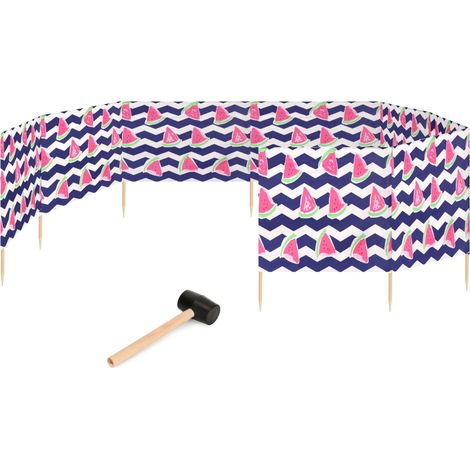 Garronda Strand Windschutz Sichtschutz 12m lang Plus Gummihammer GAEX001 (Wassermelone-2, 12 m)