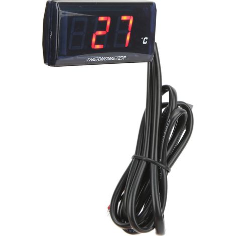 Ultradünnes digitales LCD-Motorradthermometer, 12 V DC, mit 22-mm-Sensoradapter, rote Wassertemperaturanzeige für die meisten Motorräder (1/5)