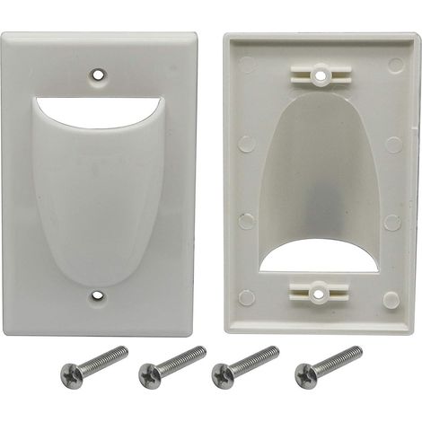Nez Faceplate plaque murale pour câblage 1 gang plaque de câble Interne Gestion convexe Audio Video Cable passer la plaque de nez Blanc (lot de 2) (1/5)