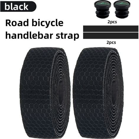 Kit de guidoline Hex Bike - 2 rouleaux - Antidérapant et absorbant les chocs - 2 m - Pour vélo de route, VTT et cyclisme sur route - Noir - Auto-adhésif et respirant