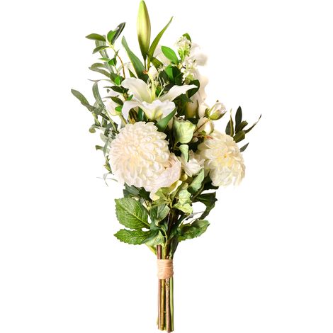 Ramo de flores artificiales 67 cm decoración de mesa hecho a mano blanco Parreira (1/5)