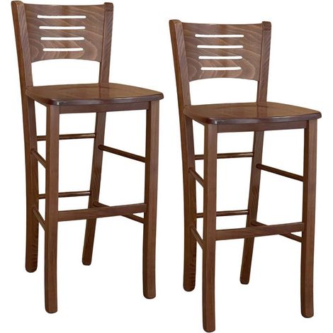 Sgabelli bar alti verona in legno noce scuro h 73 con seduta massello x 2