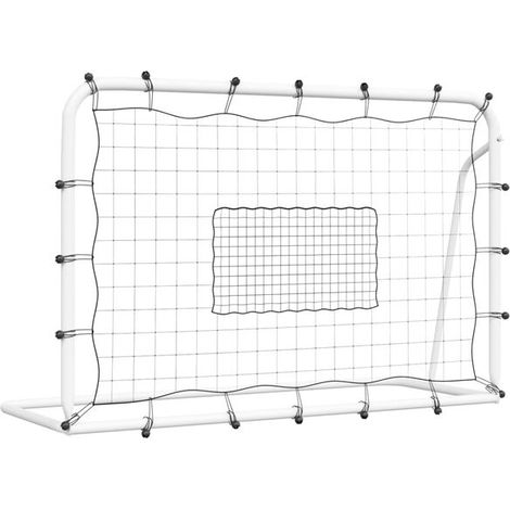 Filet de rebond pour ballon de football noir et blanc, 184 x 61 x 123 cm, acier, matériau PE