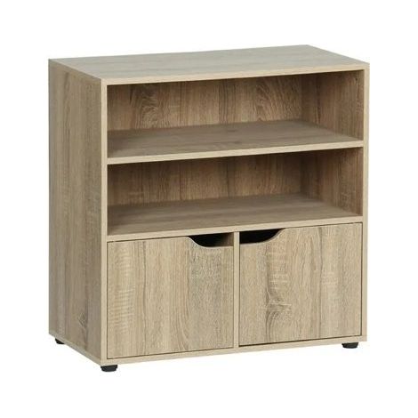 Meuble étagère - JUANIO - Coloris chêne naturel - 2 portes - 60x30x60 cm - Panneaux particules 12 mm (1/5)