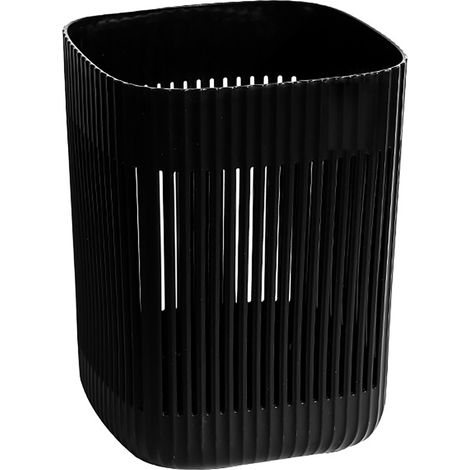Corbeille à déchets en plastique noir, grande capacité, design ajouré, poubelle ouverte pour chambre, salle de bain, bureau (1/5)