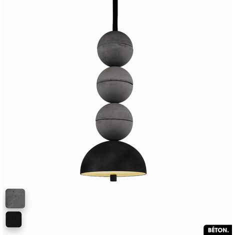 Lampe de suspension en béton velours - BOSFOR CONCRETE VELVET ANTHRACITE - NOIR 3 BALLES LED 14W (1/2)
