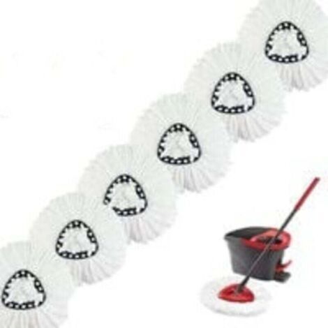 Paquete de 6 cabezales de repuesto para la fregona Vileda O-Cedar Turbo 2 en 1 EasyWring & Clean. Compatible con recambios Vileda. (1/4)