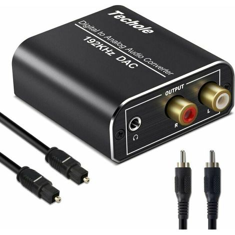 Tigrezy-Dac Audio 192Khz, Aluminium Dac Convertisseur Audio Numérique Vers Analogique, Digital Spdif Toslink Vers Stéréo L/R Rca Jack 3,5Mm Avec Optique/Coaxial Cable Pour Tv Hd Blu-Ray Ps3 Ps4 Xbox
