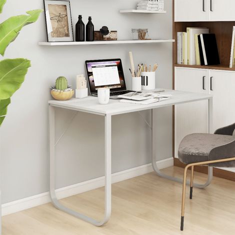 Bureau informatique Table d'ordinateur - Blanc 110x60x73 cm Aggloméré BV665928 - BonneVie (1/5)