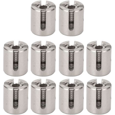 Lot de 10 serre-câbles croisés en acier inoxydable 316 (3 mm) pour câbles de 3 mm (1/8") destinés aux systèmes de treillis muraux. (1/5)