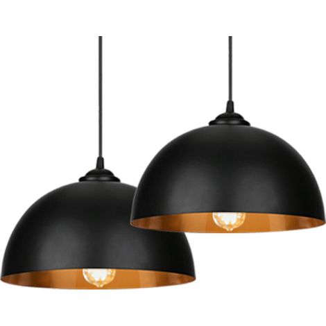 SWANEW Pendelleuchte 2er Set - LED/Ø30cm/E27, Eisen, Schwarz-Gold - Deckenleuchte, Hängeleuchte, Hängelampe, Industrial/Vintage Design für Esszimmer (1/5)