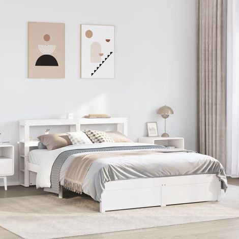 Bed Frame with Headboard without Mattress White 140x190 cm vidaXL (1/5)
