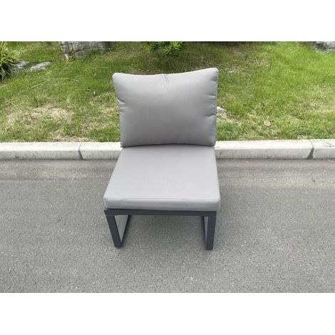 Fimous Aluminum Outdoor Garden Furniture Armless Sofa Chair With Seat And Back Cushion Dark Grey