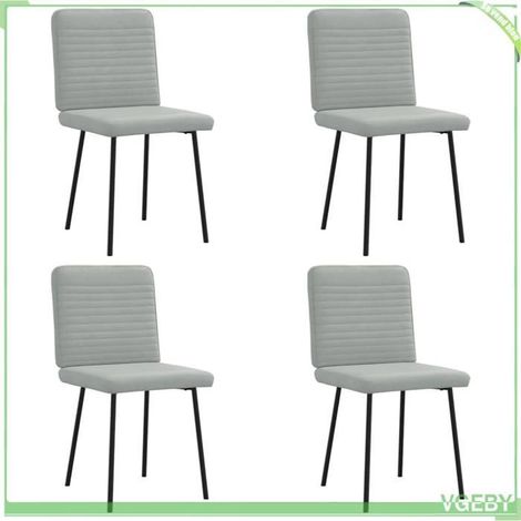 Chaise de salle à manger - 3315233 - Velours gris clair - Lot de 4 - Assise mousse (1/5)