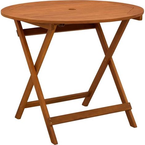 Table de jardin pliante marron, diamètre 90 x 75 cm (1/5)