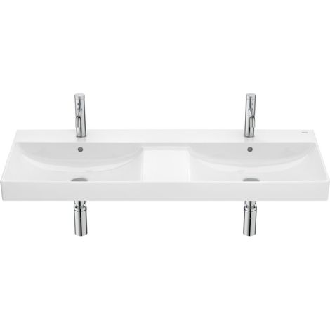 Ona lavabo doppio sospeso 120x46 cm in ceramica bianca lucida con troppopieno (A32768B000)