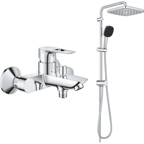 Pack mezclador mecánico para baño/ducha GROHE Start Loop + columna GROHE Vitalio Comfort 250 con inversor, acabado cromado