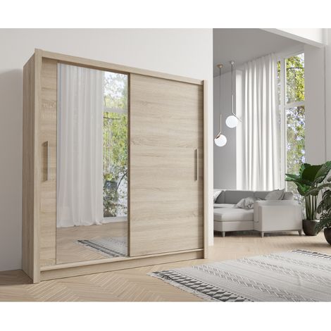 Armoire moderne 2 portes coulissantes bois 205cm ULRIC (1/4)
