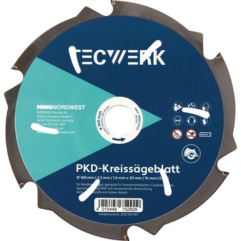Handkreissägeblatt AD 160mm Z.6 PKD Schnitt-B.2,2mm TECWERK (1/2)