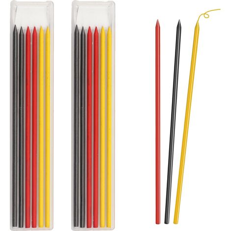 Lot de 12 recharges de crayon de charpentier de 2,8 mm pour le travail du bois, la construction et la menuiserie, trou profond étanche pour constructeurs, architectes et outils de (1/5)