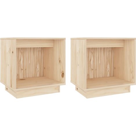 Juego de 2 mesitas de noche con compartimento abierto 40 x 30 x 40 cm madera de pino DEC034758