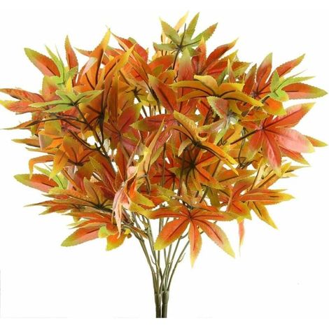 2 Pcs Artificielles Plante Extérieur Décoration Automne Fausse Plantes Automne Feuilles D'Erable Artificielles Faux Arbustes Buissons pour Jardin Intérieur Noël Thanks-Giving Déco Automne (1/5)