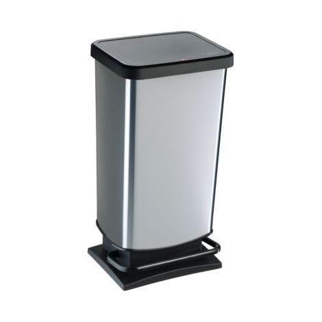 Rotho Treteimer Paso 40 L metallic silber Müll- & Abfalleimer