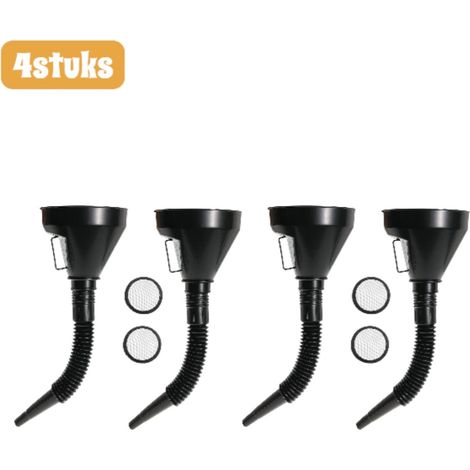 4 pièces Entonnoirs noirs à grande ouverture et tuyau flexible, pour essence et huile automobile et moto (1/5)